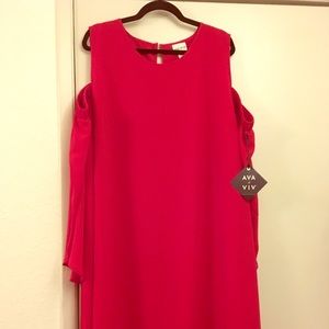 Ava y Viv Plus Size Red Shoulder Cutout Dress 3X